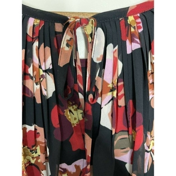 Madewell Tie-back Bubble Sleeve Flowy Top Rose Classic Black Size Small - Picture 4 of 8